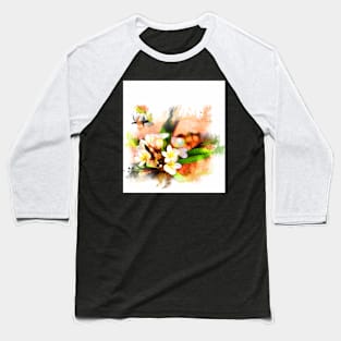 Beautiful tropical flowers on white Baseball T-Shirt